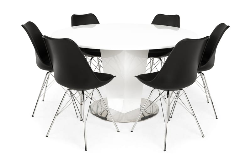 Diamond Spisebordssæt med 6 stk Shell Stole - Sort - Møbler - Borde - Spisebordssæt