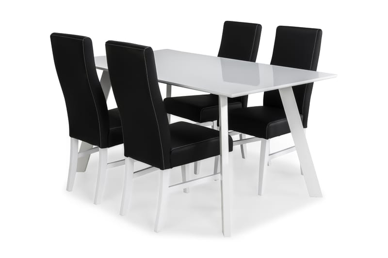 Fly Spisebordssæt Hvide ben/Hvid Plade - 4 Mazzi Hvid/Sort - Møbler - Borde - Spisebordssæt