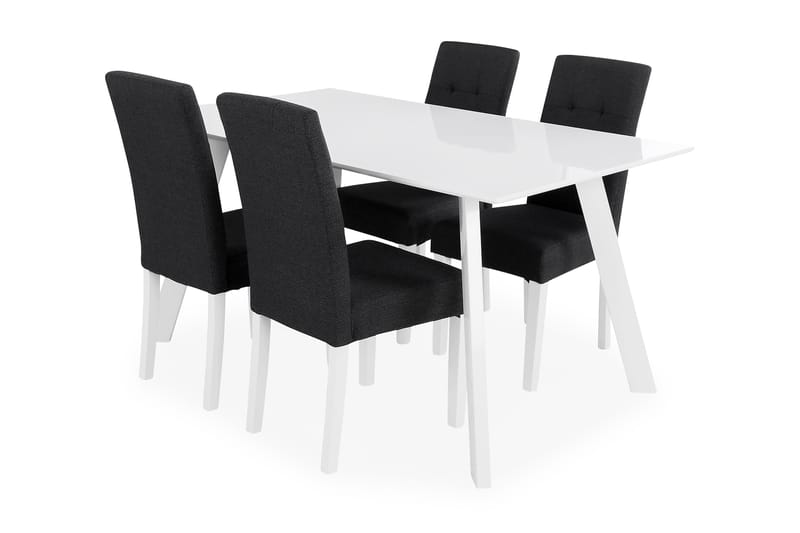 Fly Spisebordssæt med 4 Viktor Stole - Mørkegrå/Hvid - Møbler - Borde - Spisebordssæt