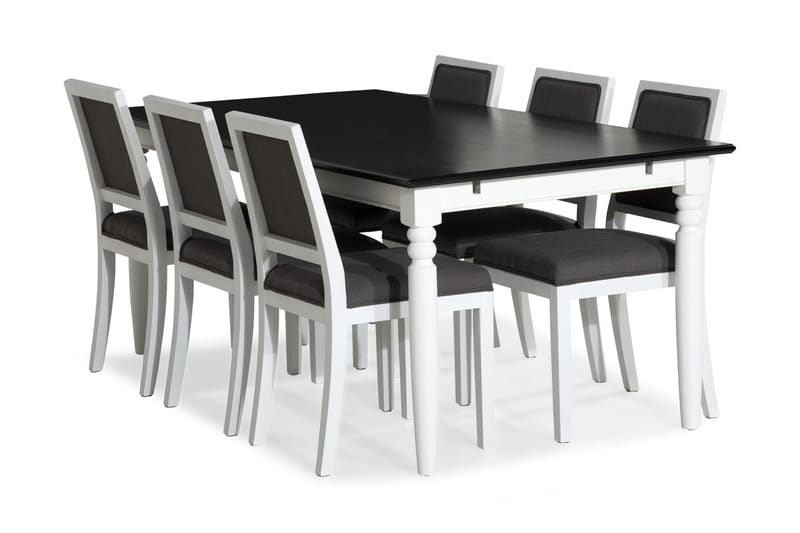 Hampton Spisebordssæt 190 cm med 6 Frank Stole - Hvid/Grå - Møbler - Borde - Spisebordssæt