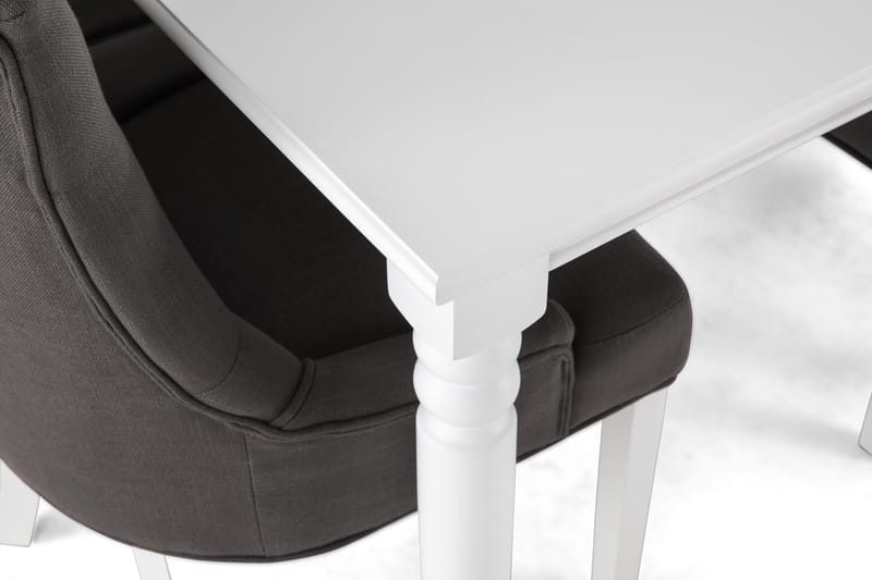 Hampton Spisebordssæt 190cm m. 6 Viktoria Stole - Hvid/Mørkegrå - Møbler - Borde - Spisebordssæt