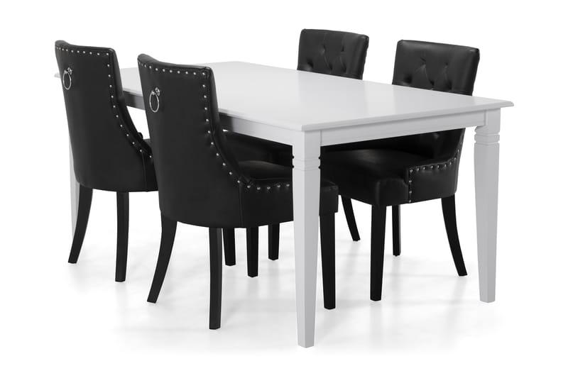 Hartford Spisebord med 4 stk Tuva Stole - Hvid/Sort - Møbler - Borde - Spisebordssæt