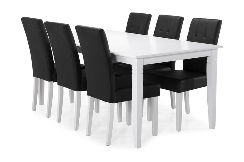 Hartford Spisebord med 6 st Viktor stole - Sort/Hvid - Møbler - Borde - Spisebordssæt