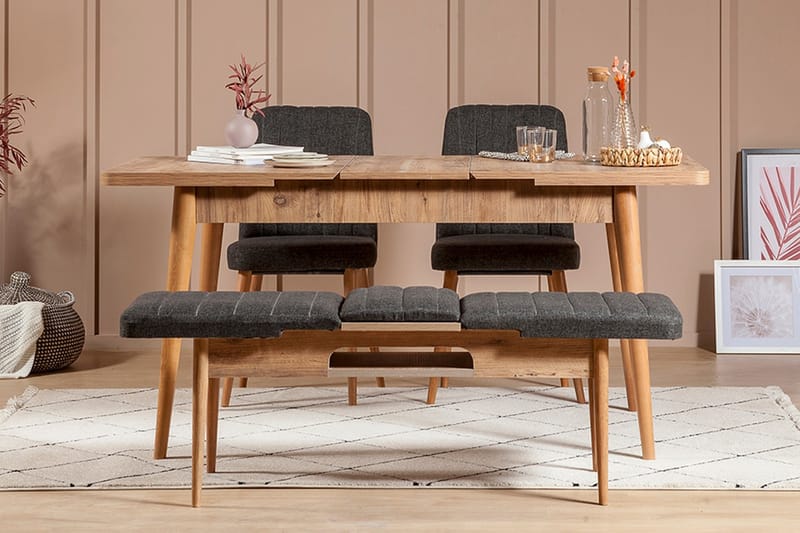 Idehult Spisebordssæt 4 dele 75 cm - Træ/natur/Antracit - Møbler - Borde - Spisebordssæt