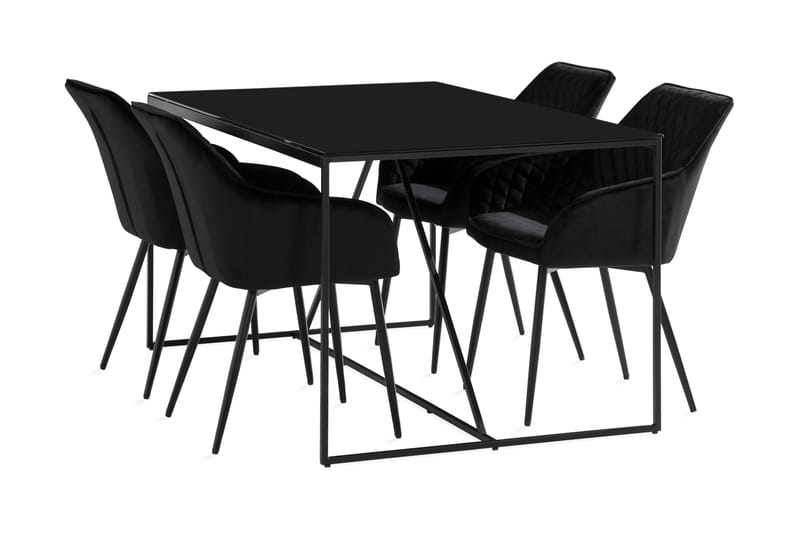 Indy Spisebordssæt 140 cm inkl 4 Valleviken Armstole - Sort - Møbler - Borde - Spisebordssæt