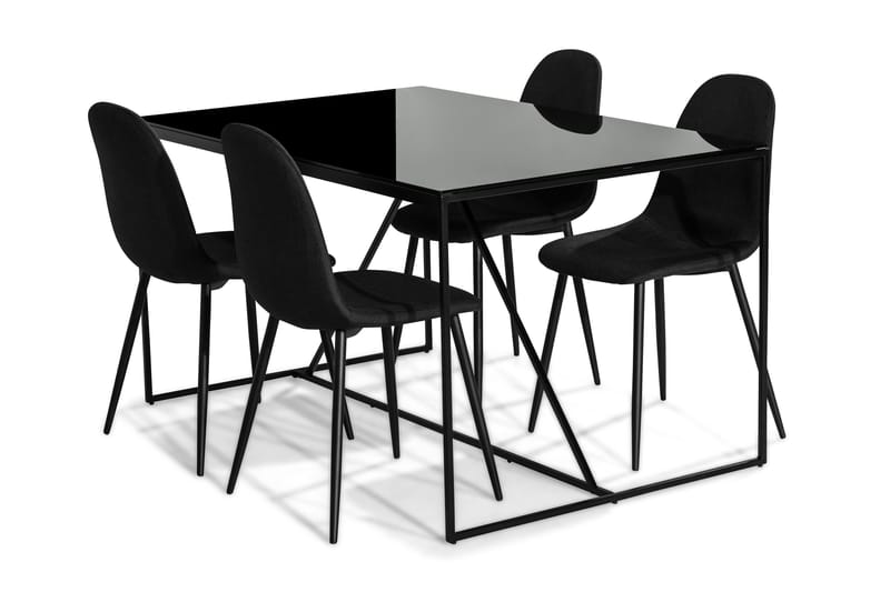 Indy Spisebordssæt med 4 Nibe Stole - Sort - Møbler - Borde - Spisebordssæt