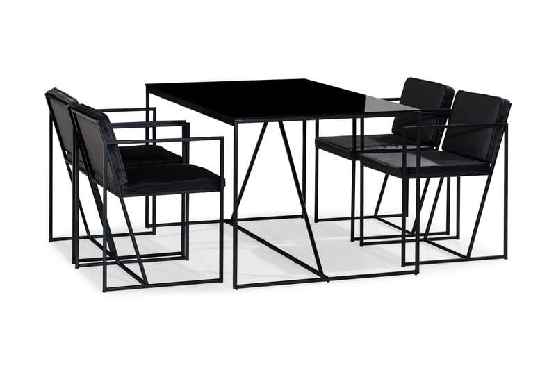 Indy Spisebordssæt med 4 Stole - Sort - Møbler - Borde - Spisebordssæt