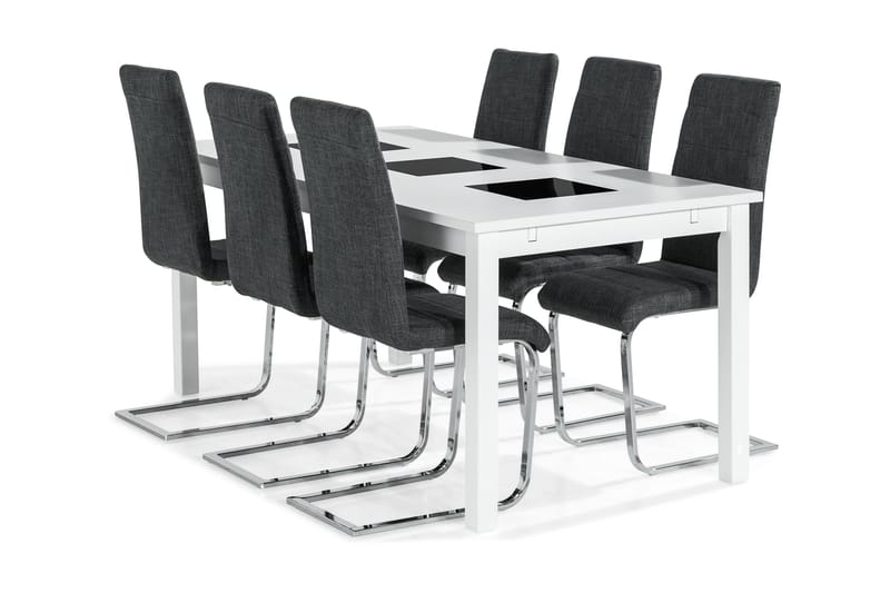 Jasmin Spisebordssæt Hvid - 6 Cibus Stole - Møbler - Borde - Spisebordssæt