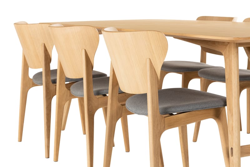 Jerup Spisebordssæt 220 cm inkl 6 Stole - Natur - Møbler - Borde - Spisebordssæt