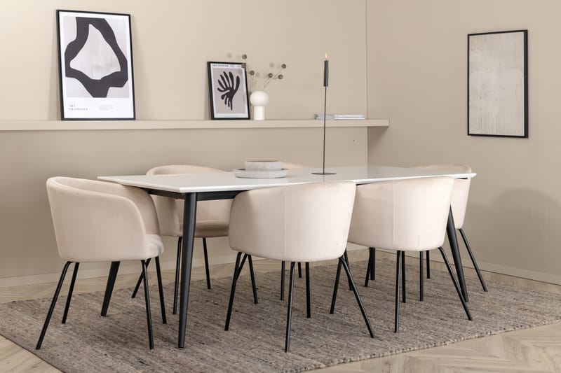 Jimmy spisebord med 6st Berit spisebordsstol - Møbler - Borde - Spisebordssæt