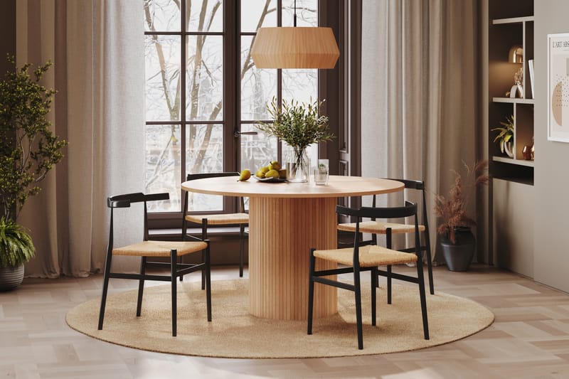 Kopparbo Spisebordssæt 130 cm Rund inkl 4 Brixton Stole - Beige/Sort - Møbler - Borde - Spisebord og køkkenbord