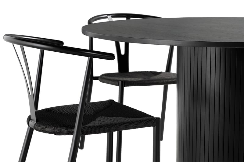Kopparbo Spisebordssæt 130 cm Rund inkl 4 Elysia Stole - Sort / sort - Møbler - Borde - Spisebordssæt