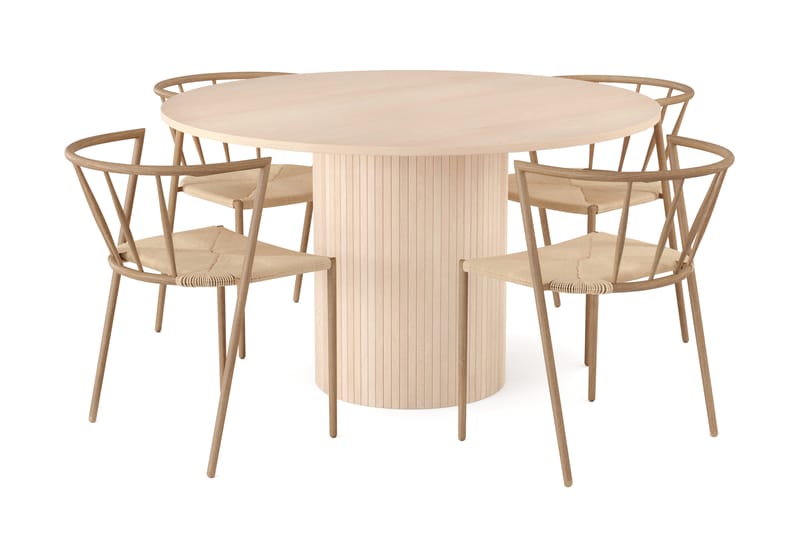 Kopparbo Spisebordssæt 130 cm Rund inkl 4 Winston Stole - Sort/Brun - Møbler - Borde - Spisebord og køkkenbord