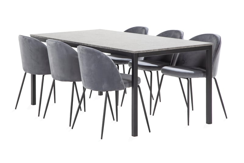 Kullaberg Spisebordssæt med 6 stk Felipe Spisebordsstole - Grå - Møbler - Borde - Spisebordssæt