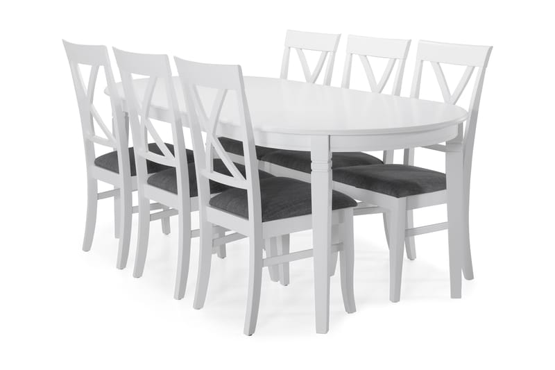 Läckö Spisebord 200 cm Oval - Hvid - Møbler - Borde - Spisebordssæt