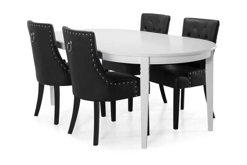 Läckö Spisebord med 4 stk Tuva Stole - Sort - Møbler - Borde - Spisebordssæt