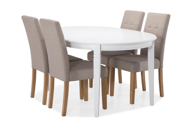 Läckö Spisebord med 4 stk Viktor Stole - Beige/Eg - Møbler - Borde - Spisebordssæt