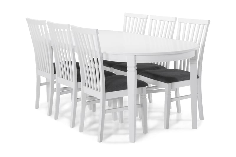 Läckö Spisebord med 6 stk Läckö Stole - Hvid/Grå - Møbler - Borde - Spisebordssæt