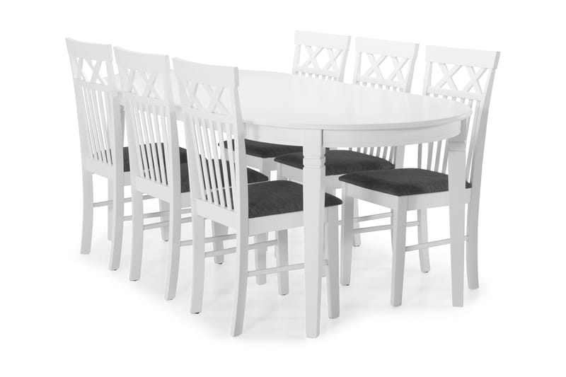 Läckö Spisebord med 6 stk Rebecka Stole - Hvid - Møbler - Borde - Spisebordssæt