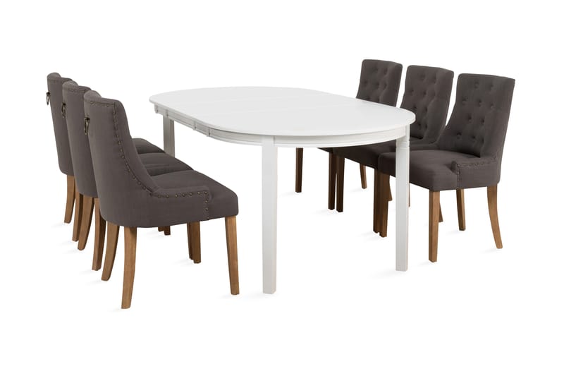 Läckö Spisebordssæt Hvid - 6 Viktoria stole - Møbler - Borde - Spisebordssæt