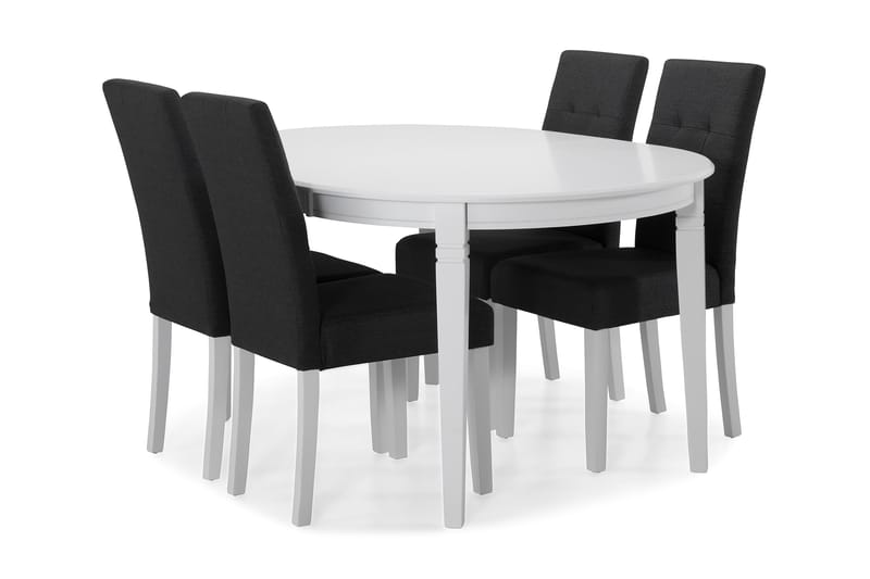 Läckö Spisebordssæt med 4 stk Viktor Stole - Hvid/Mørkegrå - Møbler - Borde - Spisebordssæt