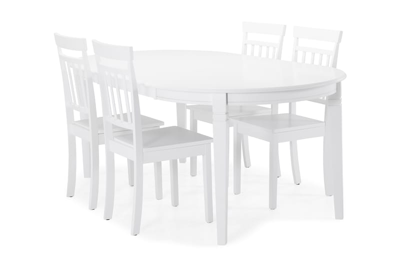 Läckö Udvideligt Spisebord 150 cm Oval - Hvid - Møbler - Borde - Spisebordssæt