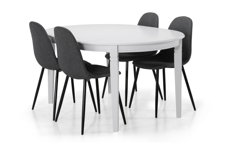 Läckö Udvideligt Spisebord 150 cm Oval - Hvid/Sort - Møbler - Borde - Spisebordssæt