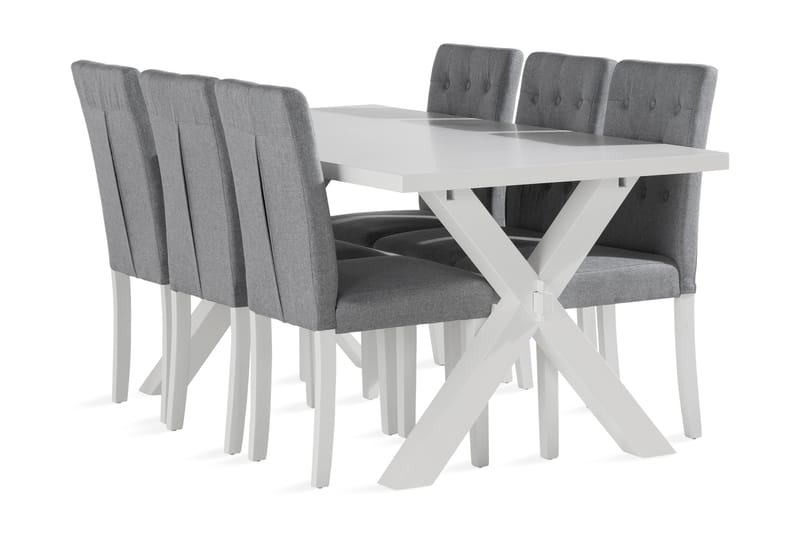 Linnea Spisebord 180 cm med 6 Brunnevik Spisebordsstol - Hvid - Møbler - Borde - Spisebordssæt