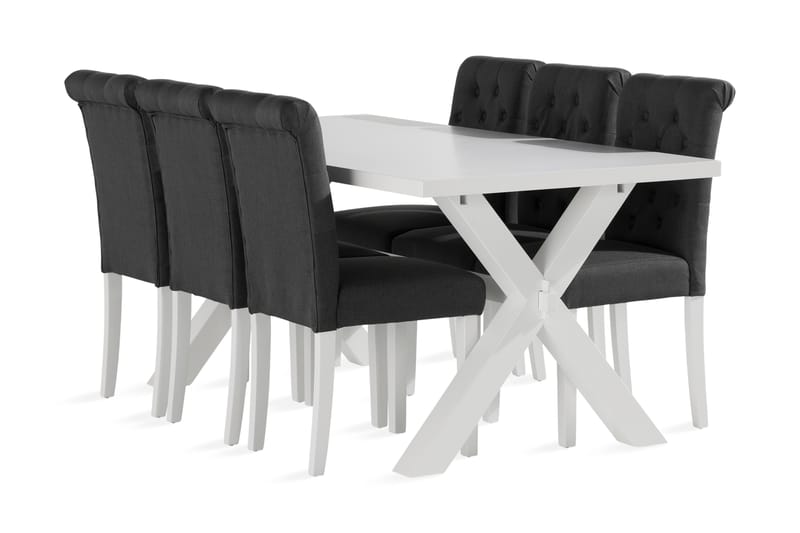 Linnea Spisebord 180 cm med 6 Stormon Spisebordsstol - Hvid - Møbler - Borde - Spisebordssæt