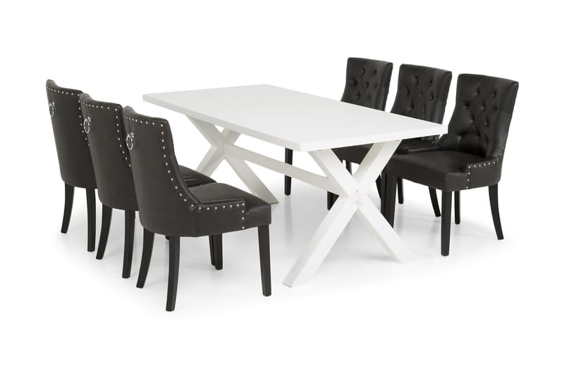 Linnea Spisebordssæt 180 cm Hvidlakeret - 6 Tuva Lænestole - Møbler - Borde - Spisebordssæt