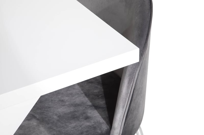 Linnea Spisebordssæt 180 med 6 Felipe Stol Velour - Hvid/Grå/Forkromede Ben - Møbler - Borde - Spisebordssæt