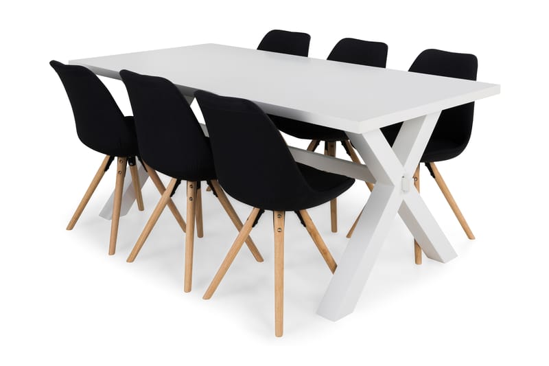 Linnea Spisebordssæt Med 6 stk Forum Stol - Hvid/Mørkegrå - Møbler - Borde - Spisebordssæt
