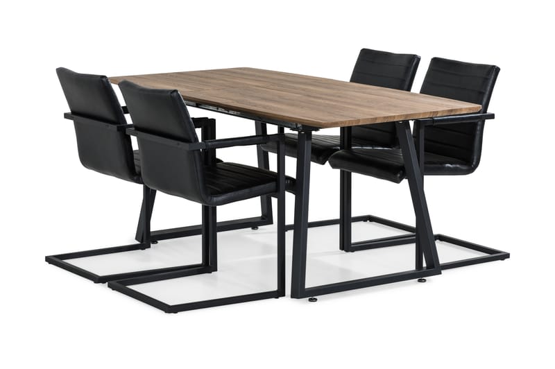 Marcelen Udvideligt Spisebordssæt 140 cm med 4 House Stol - Brun/Sort - Møbler - Borde - Spisebordssæt