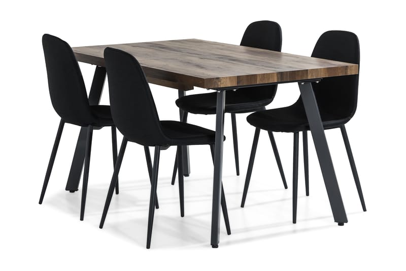 Marcelen Udvideligt Spisebordssæt 140 cm med 4 Nibe Stol - Brun/Sort - Møbler - Borde - Spisebord og køkkenbord