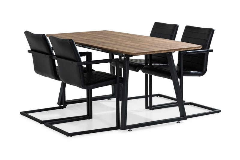 Marcelen Udvideligt Spisebordssæt 140 cm med 4 Nibe Stol - Brun/Sort - Møbler - Borde - Spisebordssæt