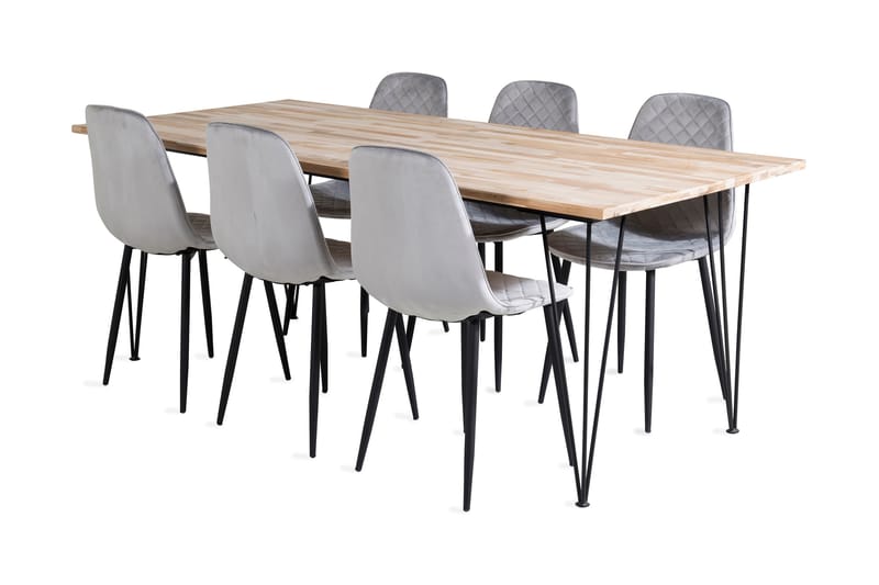 Miva Spisebordssæt inkl 6 Ypas Stole - Træ/Sort/Grå - Møbler - Borde - Spisebordssæt