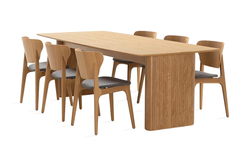 Nixrai Spisebord 240 cm med 6st Jerup Spisebordsstol - Eg - Møbler - Borde - Spisebordssæt