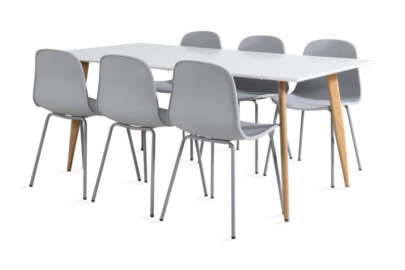 Pontus Spisebordssæt 180 cm inkl 6 Kullersbro Stole - Hvid/Grå - Møbler - Borde - Spisebordssæt