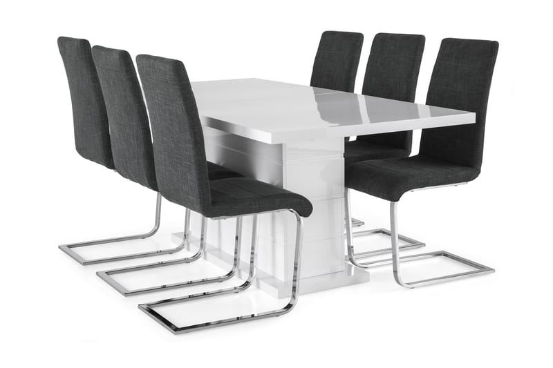 Ratliff Spisebordssæt 180x40cm m. 6 Cibus Stole - Hvid/Grå - Møbler - Borde - Spisebordssæt