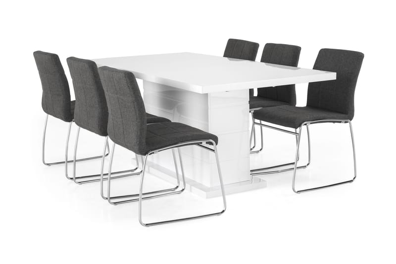 Ratliff Spisebordssæt 180x40cm m. 6 Tirza Stole - Hvid/Grå - Møbler - Borde - Spisebordssæt
