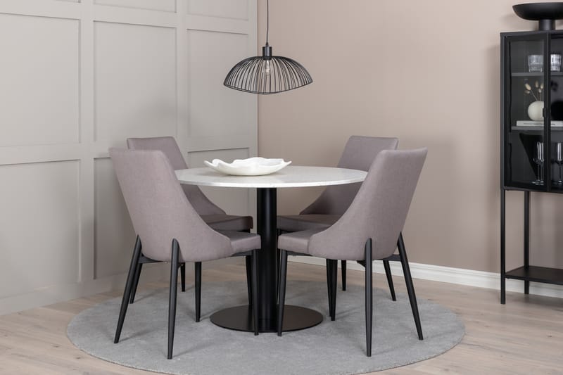 Razzia Spisebordssæt 106 cm Rund + 4 Ludde Spisebordsstole - Møbler - Borde - Spisebordssæt