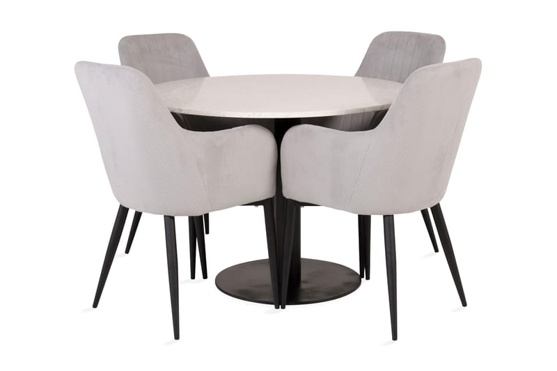 Razzia Spisebordssæt med 4 Caspien Spisebordsstole - Hvid / Sort - Møbler - Borde - Spisebordssæt