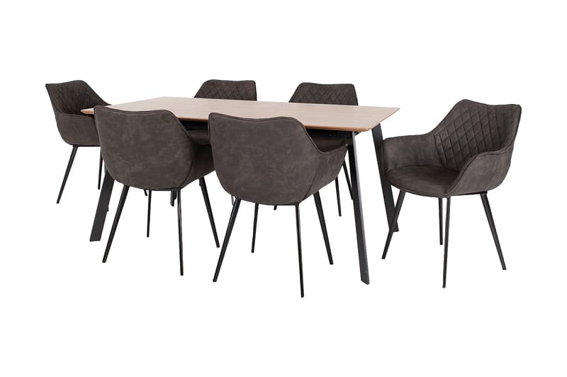 Spisebordssæt HELENA med 6 stole MDF egefiner | Trademax.dk