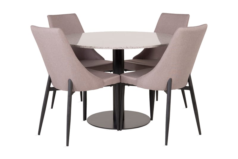 Valera Spisebordssæt 106 cm med 4 Ludde Køkkenstole - Grå / Sort - Møbler - Borde - Spisebordssæt