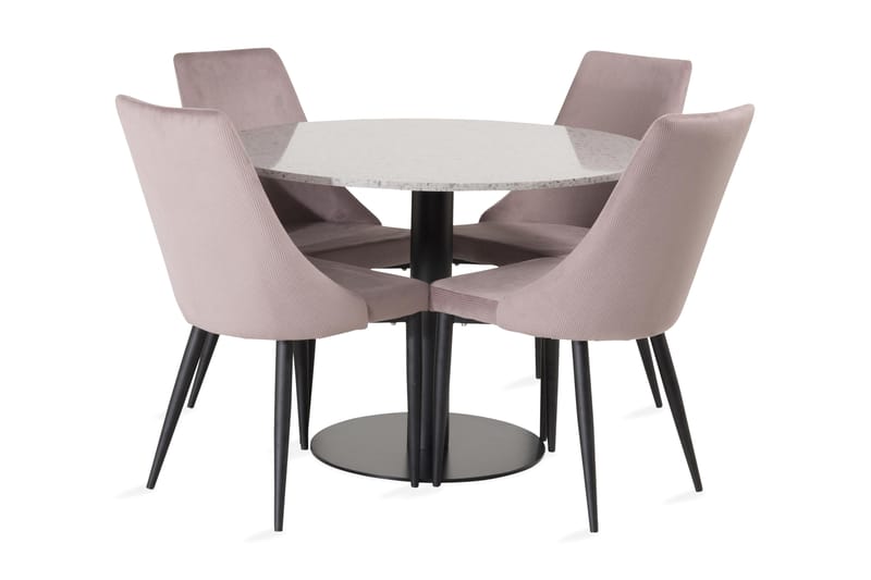 Valera Spisebordssæt 106 cm med 4 Spisestole - Grå / Sort - Møbler - Borde - Spisebordssæt