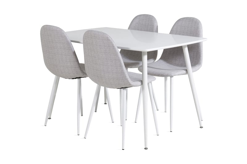 Ypas Spisebordssæt 120 cm inkl 4 Ypas Stole - Hvid/Grå - Møbler - Borde - Spisebordssæt