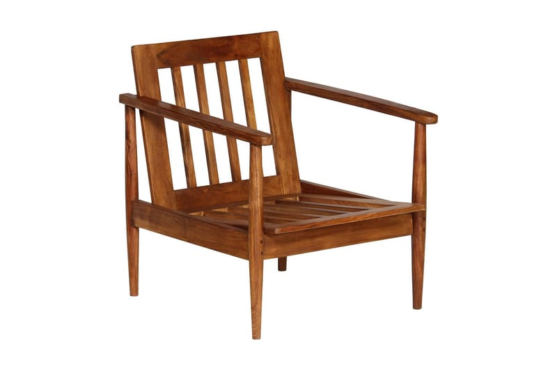 Lænestol Ægte Læder Med Akacietræ Brun - Brun - Møbler - Lænestole & puffer - Lænestole