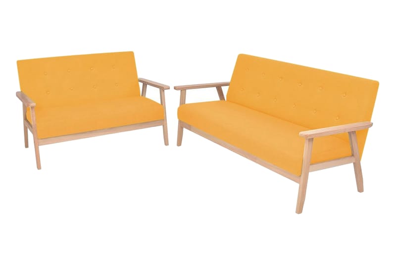 Sofasæt I 2 Dele Stof Gul - Gul - Møbler - Lænestole & puffer - Lænestole