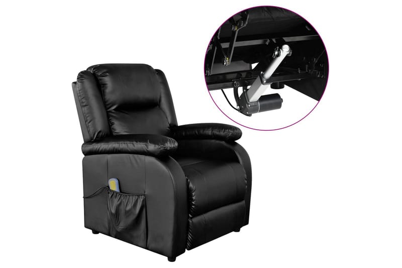 elektrisk massagestol kunstlæder sort - Sort - Møbler - Lænestole & puffer - Massagestol