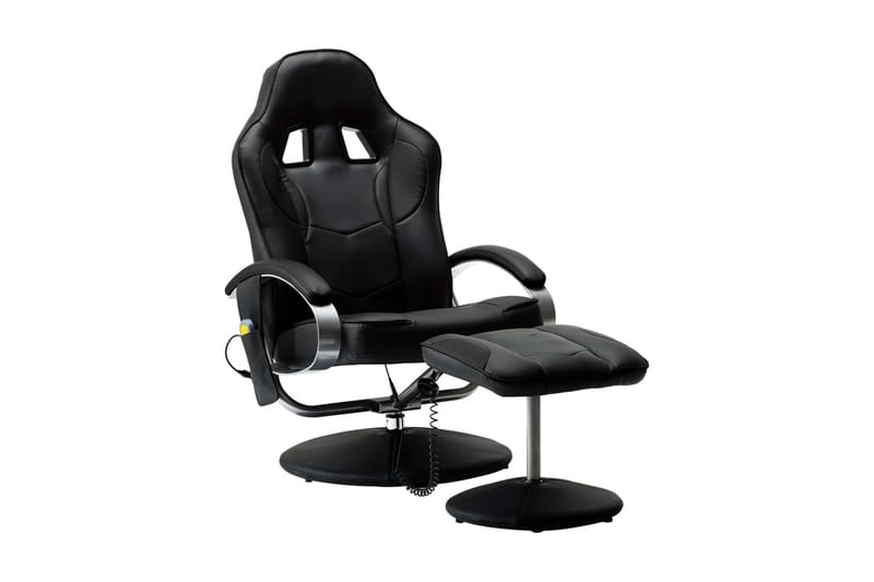 elektrisk massagestol med fodskammel sort kunstlæder - Møbler - Lænestole & puffer - Massagestol